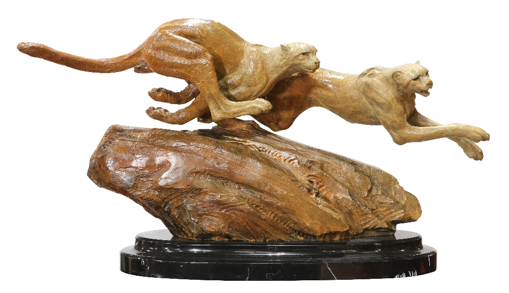 Richard MacDonald (American, b. 1946), "Coursing Cheetahs," 1996, bronze sculpture, signed and dated