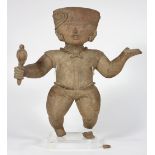 Pre-Columbian Veracruz Mexico smiling "Sonriente" figure, 500-900 CE, the figure engaged in