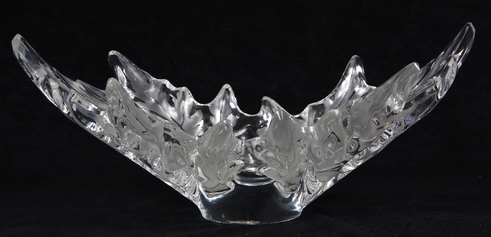 Lalique, France "Champs Elysees" centerpiece, having frosted leaf decoration on clear glass, - Image 2 of 6