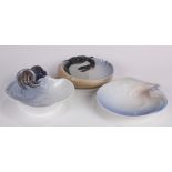 (lot of 3) B & G Royal Copenhagen porcelain nautical themed condiment dishes, including #3131 and #