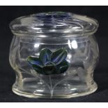Moser crystal glass dresser jar, executed in clear glass, the lid decorated with etched flowers,