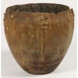 Oceanic bowl with old indigenous repair, of a light-weight wood, gourd or nut shell, probably
