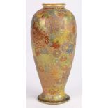 Japanese Satsuma vase, of slender shaped body decorated with flowers in color and gilt, base