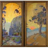 (lot of 2) Karl Schmidt (American, 1890-1962), "Untitled (Landscape with Cypress)" and "Untitled (