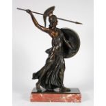 Walter Squire-Thewis (German, b. 1872), Athena, bronze sculpture, signed lower back left, base,