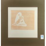 Seated Nude, embossed color etching, initialed "T. A." lower right, edition 1/2, 20th century,