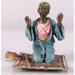 Austrian cold painted bronze figure, Franz Bergmann early 20th century, depicting Arab man at