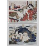 Japanese woodblock prints, shunga (erotic print/painting from the Edo period), 'Tsukudashima' and '