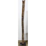 Igbo, Nigeria carved wood house post, 89"h