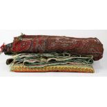 (Lot of 2) Woven Kashmir piano shawls, 19th Century, one having a bar pattern the other with an