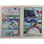 (lot of 3) Raphael Abecassis (Israeli, b. 1953), Native Life, serigraphs, each pencil signed lower