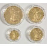 1993 gold bullion four-coin proof set, including $50, $25, $10, $5 coins, West Point mint