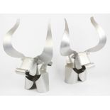 (lot of 2) Michael Chepourkoff (American/Russian, 1899-1955), Bulls, 1949, aluminum sculptures, each