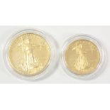 United States American Eagle fifty dollar and twenty-five dollar gold bullion coin proof set, 1987