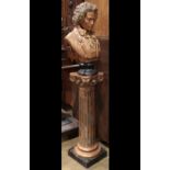 Neoclassical style partial gilt ceramic bust of Beethoven, depicted gazing outward with a