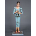 Spanish Colonial religious Santos figure, 19th Century, the articulated carved wood body painted