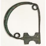Large Celtic bronze 'leech' fibula, 500-200 B.C., found in present day Bulgaria, for wear with
