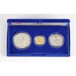 1986 United States Liberty Proof Coin Set having three coins including a Liberty half dollar 1986-S,