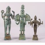 (lot of 3) Southeast Asian metal sculptures, each of the multi-armed deities holding various