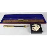 (Lot of 3) Nautical group, including a navigational rolling parallel ruler in a fitted box, a