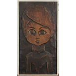 Jean-Claude Gaugy (American/French, b. 1944), Portrait of a Girl, carved wood sculpture, signed