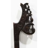 (lot of 2) Southeast Asian wooden poles, each with terminals carved and pierced with a flock of