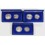 (Lot of 3) United States Liberty silver coin sets, each set having a one dollar & half dollar