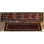 (lot of 2) Tent band group, consisting of a Turkoman 4'3" x 11'', together with a kilim 5'2" x 1'3"