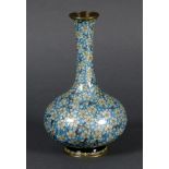 Japanese cloisonne vase, Meiji/Taisho period, long stick neck tapering toward the bulbous body,