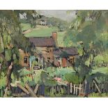 Jane Peterson (American, 1876-1965), Country Cottage, gouache, signed lower right, sight: 7.5"h x