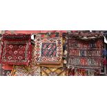 Saddlebag group, consisting of a Belouch, 2'4 x 4'8"; a Shahsevan Kilim, 3'5" x 1'6", and a