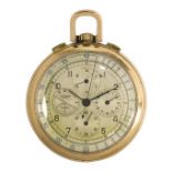 Universal Geneve Compax chronograph 14k yellow gold open face pocket watch Dial: silvered, 30 minute