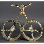 Albert Ernest Bottomley (British, 1873-1950), Untitled (Men and Wheels), gilded bronze sculpture,