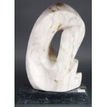 European School (20th century), Untitled (Abstract Form), carrara marble sculpture, unsigned,