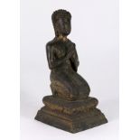 Thai gilt bronze Buddhist sculpture, the votive figure with hands clasped in anjali mudra,