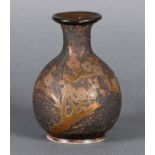 Japanese totai bottle, Meiji/Taisho period, short trumpet neck above textured bulbous body, with