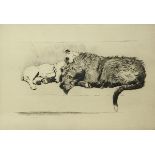 Cecil Aldin (British, 1870-1935), "Sleeping Partners," etching, pencil signed lower right, edition