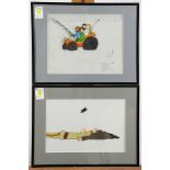 (lot of 2) Hanna Barbera animation production cels featuring; "Speed Buggy," with hand written notes