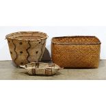 (lot of 3) Indigenous style basketry group, largest: 12"h x 22"w x 16"d