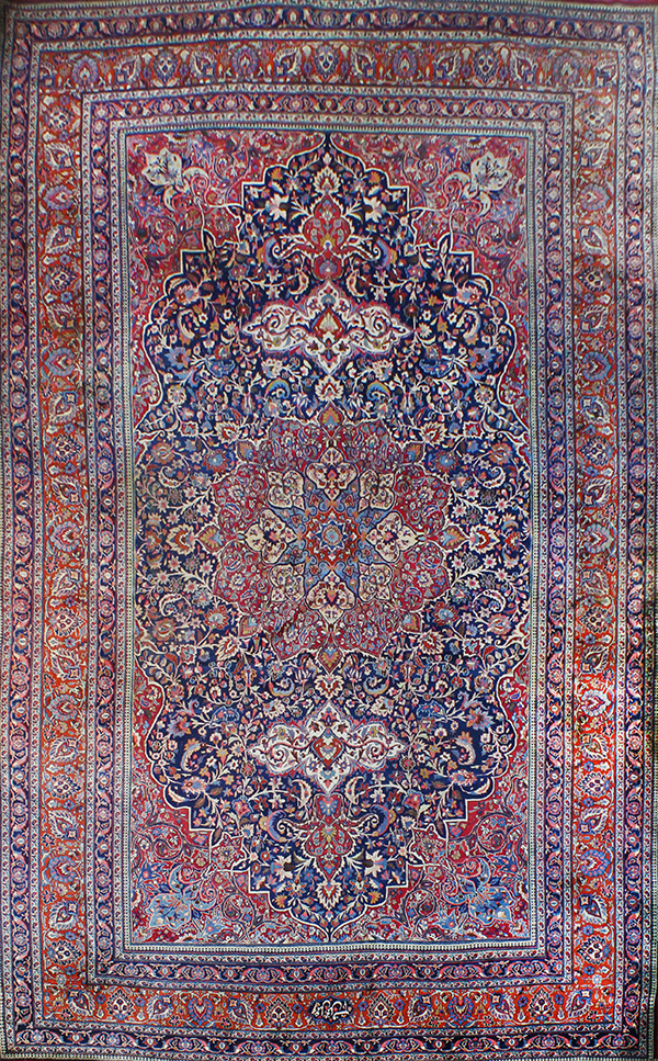 Antique Persian Kashan carpet, 11'11" x 19'10"