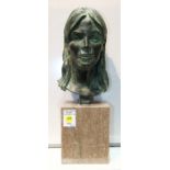 Spero Anargyros (American, 1915-2004), Bust of a Woman, bronze sculpture, signed lower left verso,