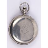 American Waltham Co. key wind hunting case silver pocket watch Dial: white enamel, Roman numerals,