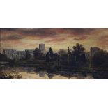 Edward Pritchett (British, 1808-1894), "Christ Church Abbey from Across the River," oil on canvas,