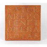 Sator Rotas terracotta word square containing a Latin palindrome, the oldest datable