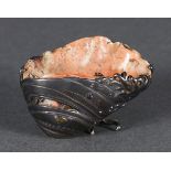 Japanese silver cup with pink shell, interior with an 18k gold turtle at the bottom,