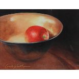 Camille LaPointe-Lyons (American, 20th century), Bowl with Apple, watercolor, signed lower left,