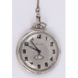 Hamilton digital seconds gold-filled open face pocket watch, model 912 Dial: silvered, enamel Arabic