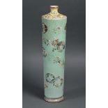 Japanese slip decorated moriage bottle, probably Taisho period, having a short beige neck and