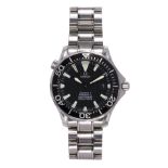 Omega Seamaster Professional automatic stainless steel wristwatch Dial: black wave pattern, luminous