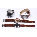 (lot of 4) Collection of Fossil wristwatches including a Gentleman's Frank Gehry Fossil stainless